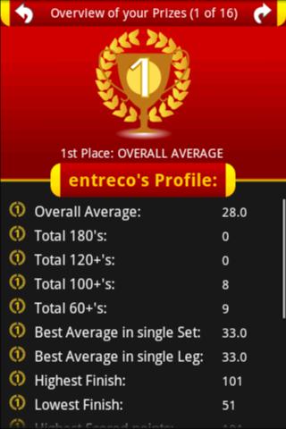 Dart ScoreCard PRO (No ads) Screen 2