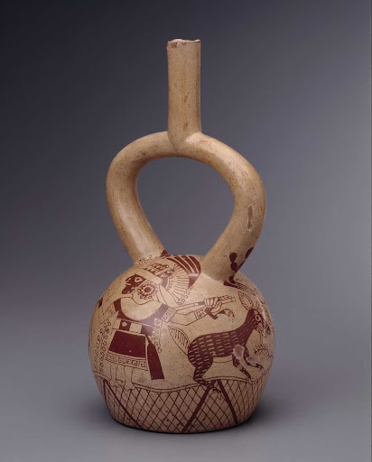 Ceramic ceremonial vessel that represents a deer hunt scene ML013628