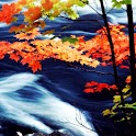 3D red Leaves and river logo