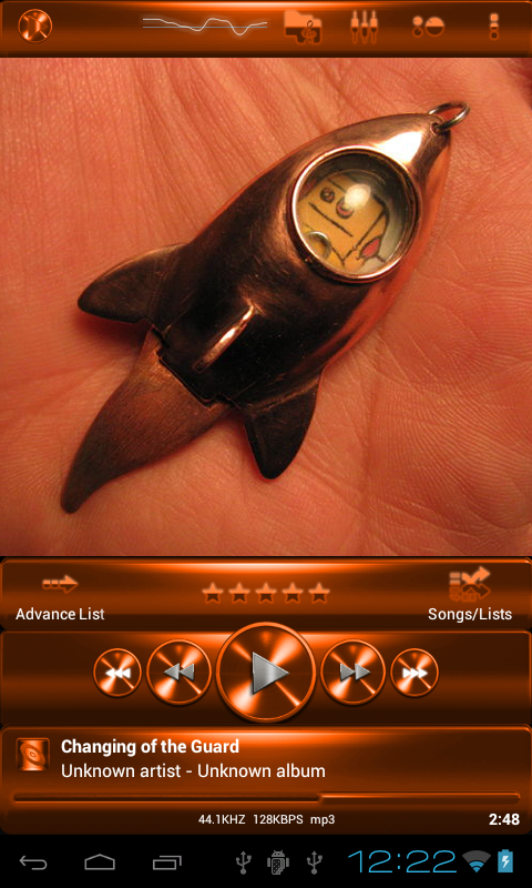 Android application Poweramp  skin COPPER METAL screenshort