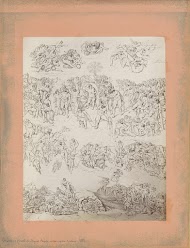 Fotoreproductie van een tekening naar Michelangelo's Laatste Oordeel in de Sixtijnse Kapel te Rome