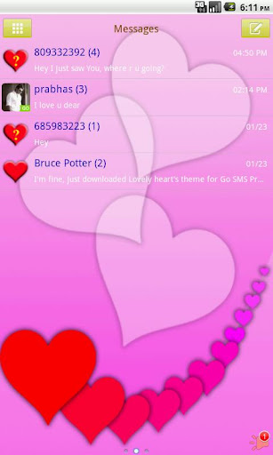 GO SMS PRO Lovely Hearts theme