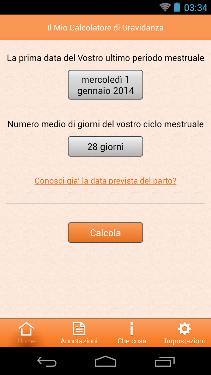 Calcolatore di Gravidanza Screen 1