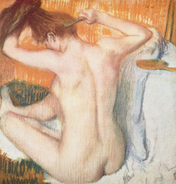 "La Toilette (Woman Combing Her Hair)" (c. 1884–1886), pastel on paper by Edgar Degas, can be viewed at the Hermitage in St. Petersburg, Russia.