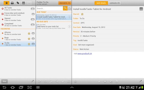 toodleTasks Tablet - Toodledo
