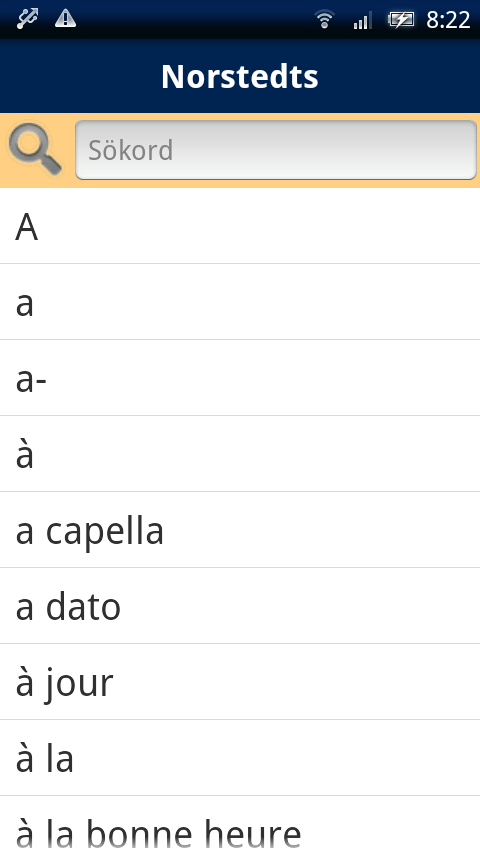 Android application Norstedts stora svenska ordbok screenshort