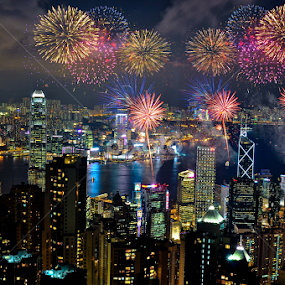 Hong Kong Fireworks by Giovanni MIrabueno - Abstract Fire & Fireworks