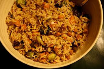 Squash &amp;amp; Sprout Orzo Salad with Ginger-Walnut Dressing