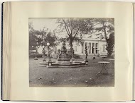 Tuin met een fontein bij Sociëteit Concordia in Weltevreden