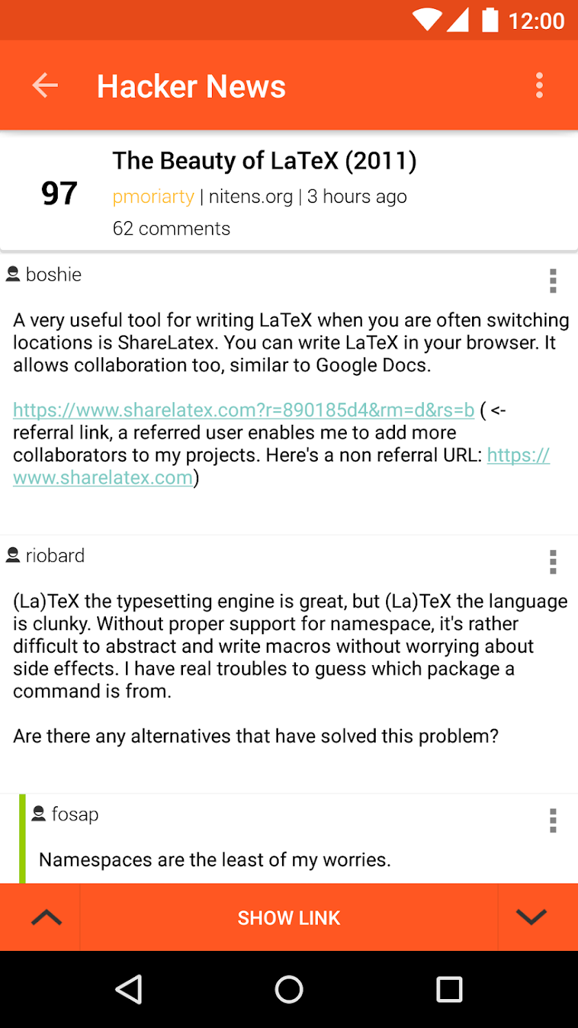Hacker News Screen 2