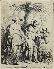 Fotoreproductie van de prent Le retour d'Egypte door Hieronymus Wierix