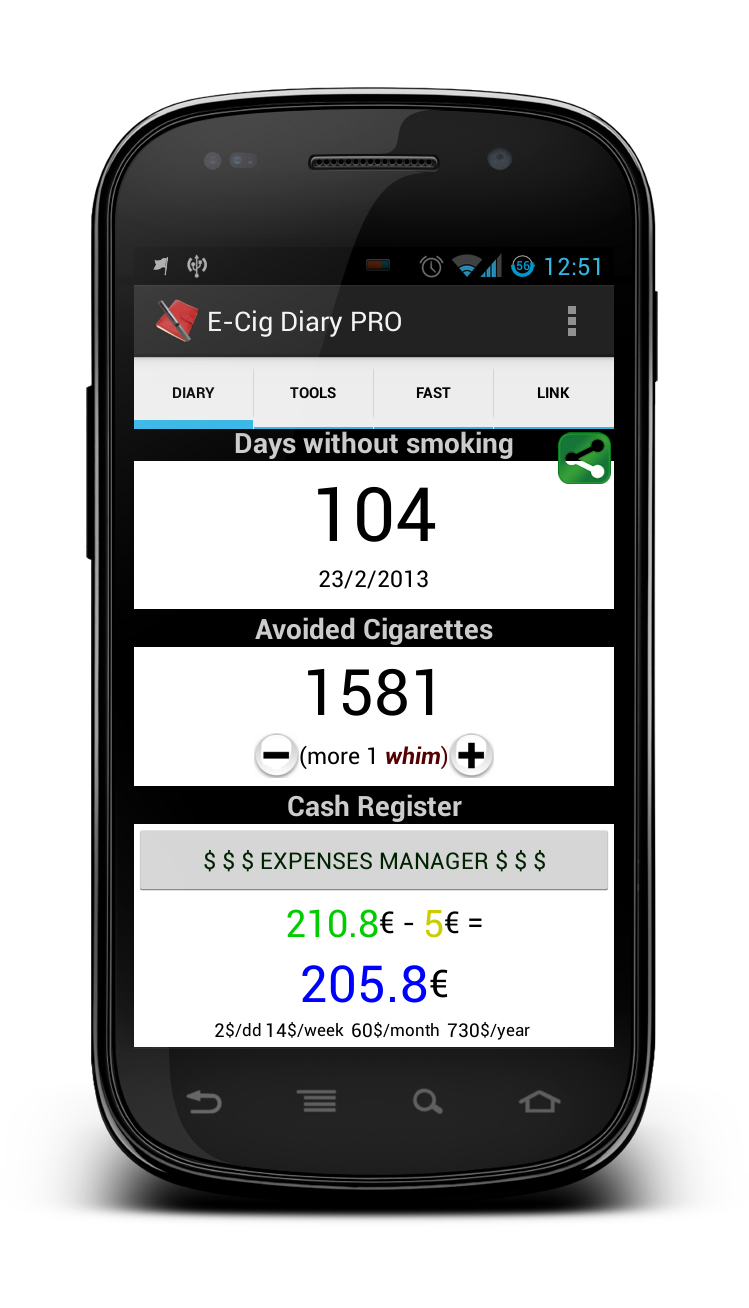E-Cig Diary PRO Screen 1