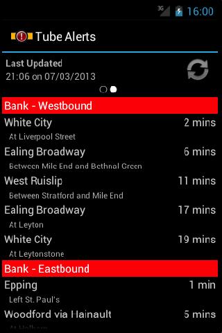 London Tube Alerts Screen 3