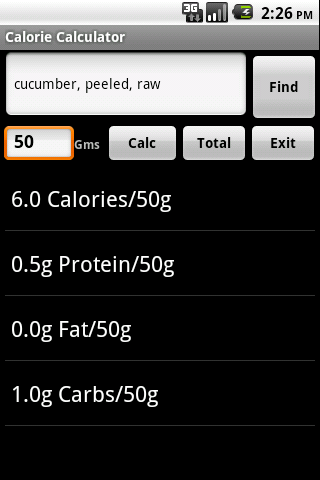 Android application Calorie Calculator screenshort