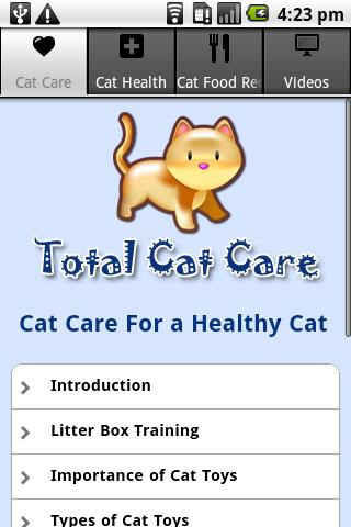 Android application Total Cat Care screenshort