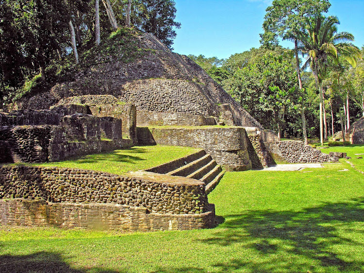 Mayan ruins at Xunantunich, about 80 miles west of Belize City. This site features a 130-foot-tall pyramid.