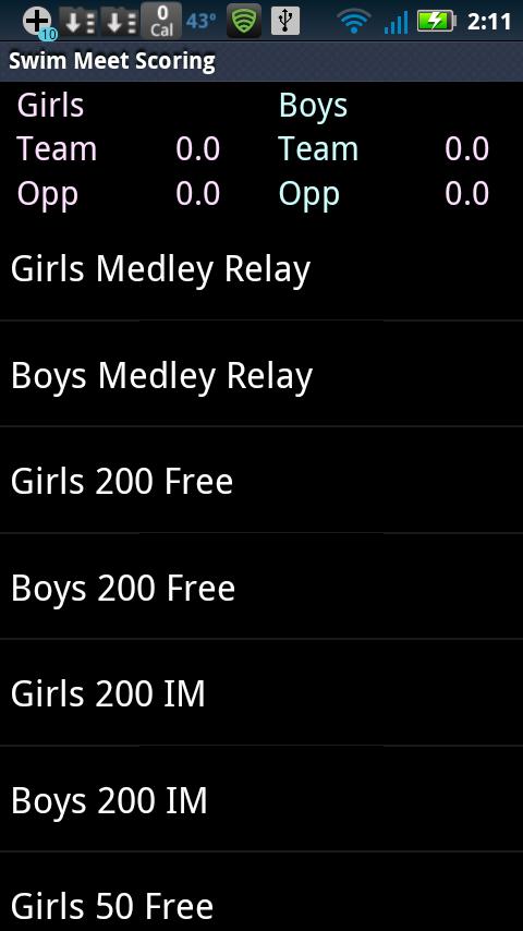 Android application Swim Meet Scoring Plus screenshort