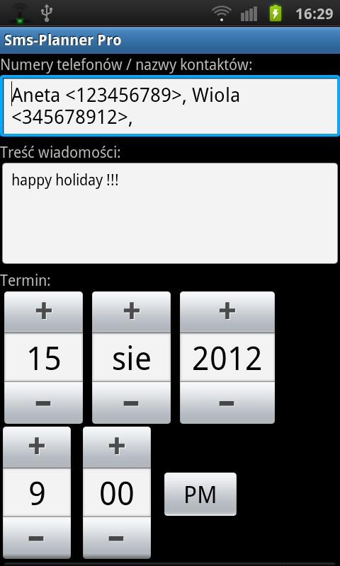 Android application Sms-Planner Pro screenshort