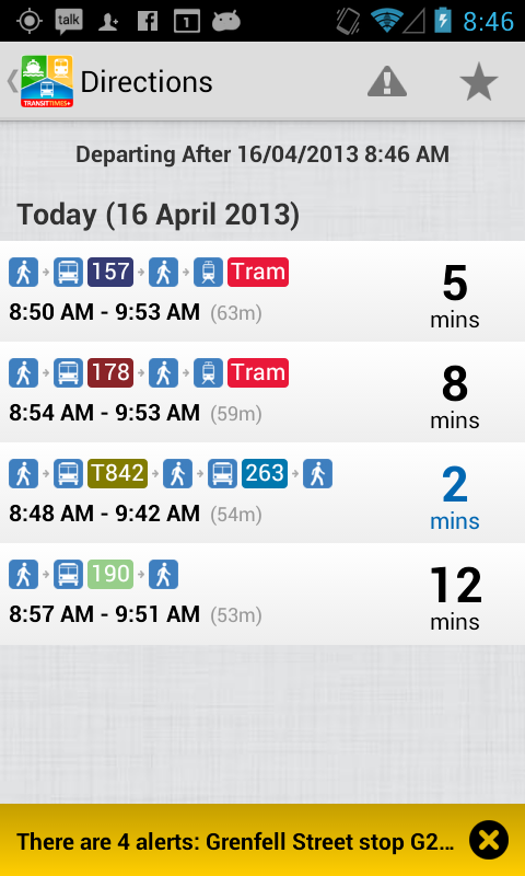 TransitTimes Screen 1
