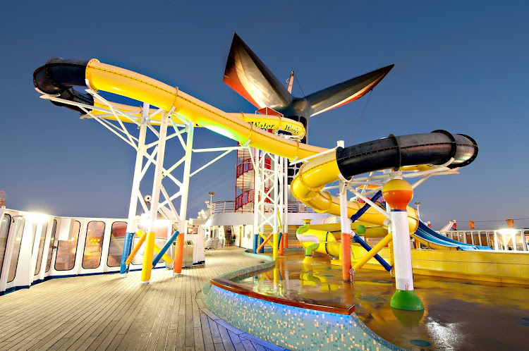 The Twister waterslide, at Carnival Sensation's WaterWorks aqua park, is hundreds of feet of spiraling fun. 