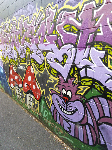The Cat and the Toadstools Mural