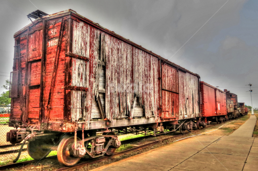 Dilapidated Boxcar by Nancy Tharp - Transportation Trains
