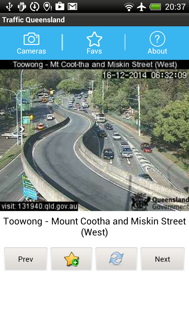 Android application Live Traffic Brisbane screenshort