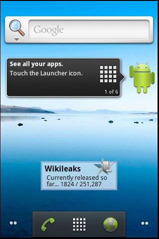 Wikileaks Widget Screen 1