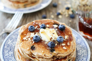 Whole Wheat Blueberry Granola Pancakes