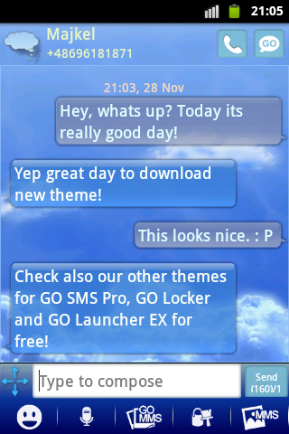 GO SMS Theme Clouds Sky Buy