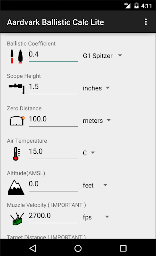 Aardvark Ballistic Calc Lite