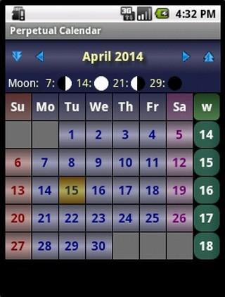 Android application Perpetual Calendar screenshort