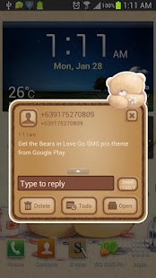 Bears in Love Go SMS Pro Theme - screenshot thumbnail