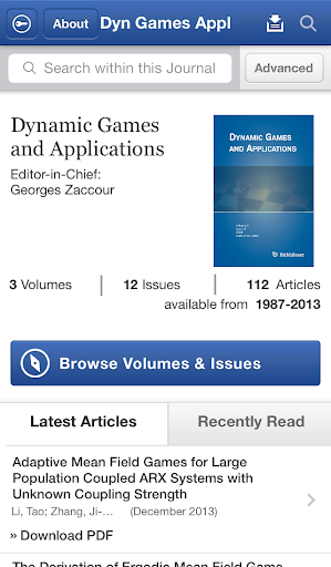 【免費書籍App】Dynamic Games and Applications-APP點子