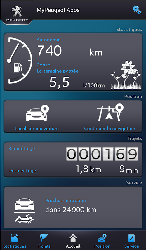 Android application Link MyPeugeot screenshort
