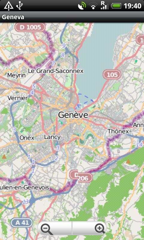 Android application Geneva Street Map screenshort