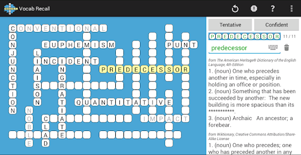 Vocab Recall Crossword Screenshots 1