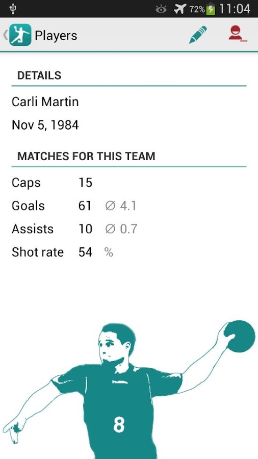 Handball Statistics screenshot