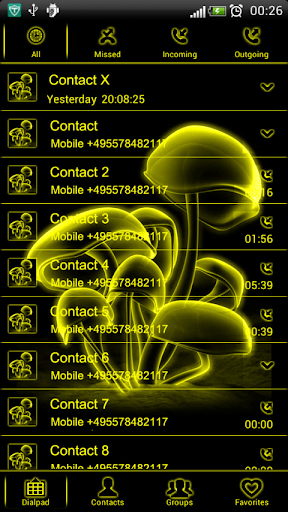 Yellow Neon GO contacts theme