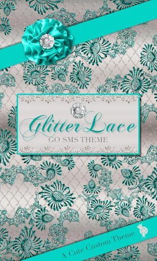 Teal Glitter Lace Theme GO SMS