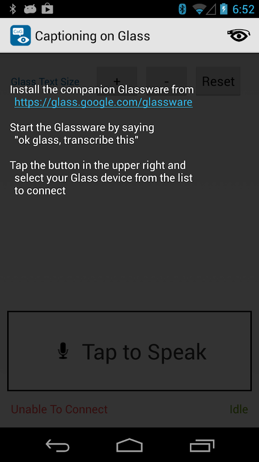 Captioning on Glass - screenshot