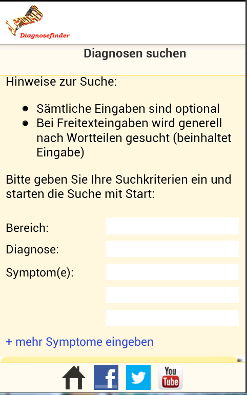 Diagnosefinder Screen 1
