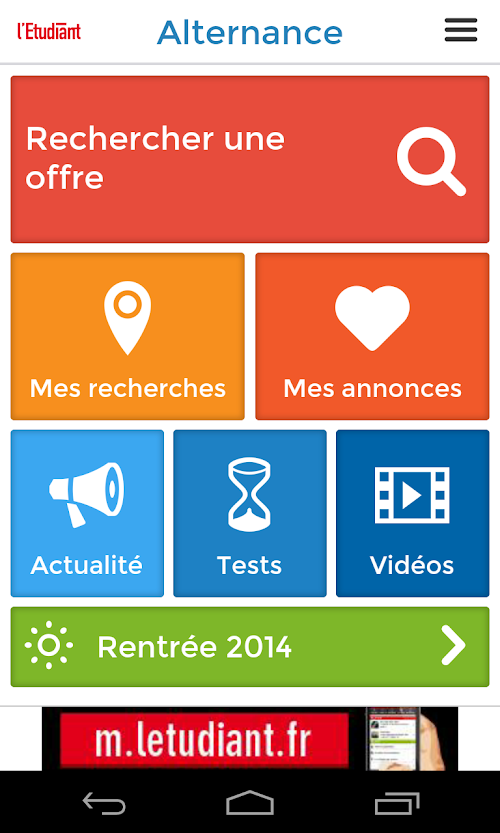 Android application Contrat en alternance screenshort