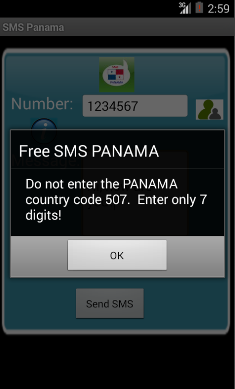 Free SMS Panama Screen 2