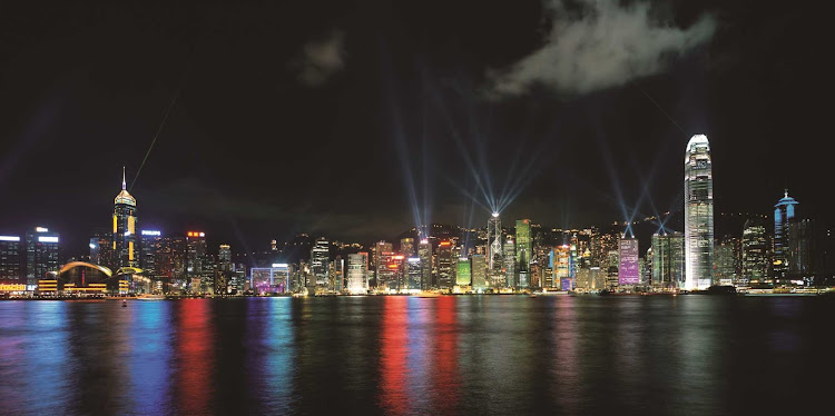 The Symphony of Lights on Victoria Bay, Hong Kong.