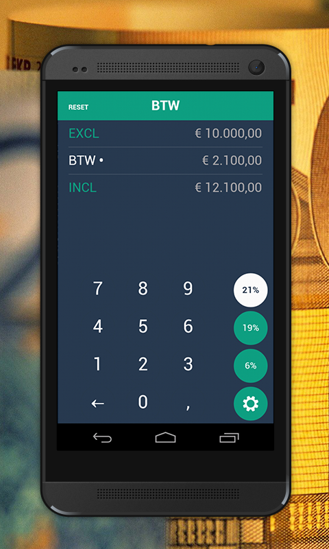 Android application BTW berekenen: BTW omrekenen screenshort
