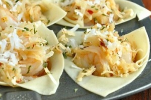 Coconut Shrimp Wonton Cups
