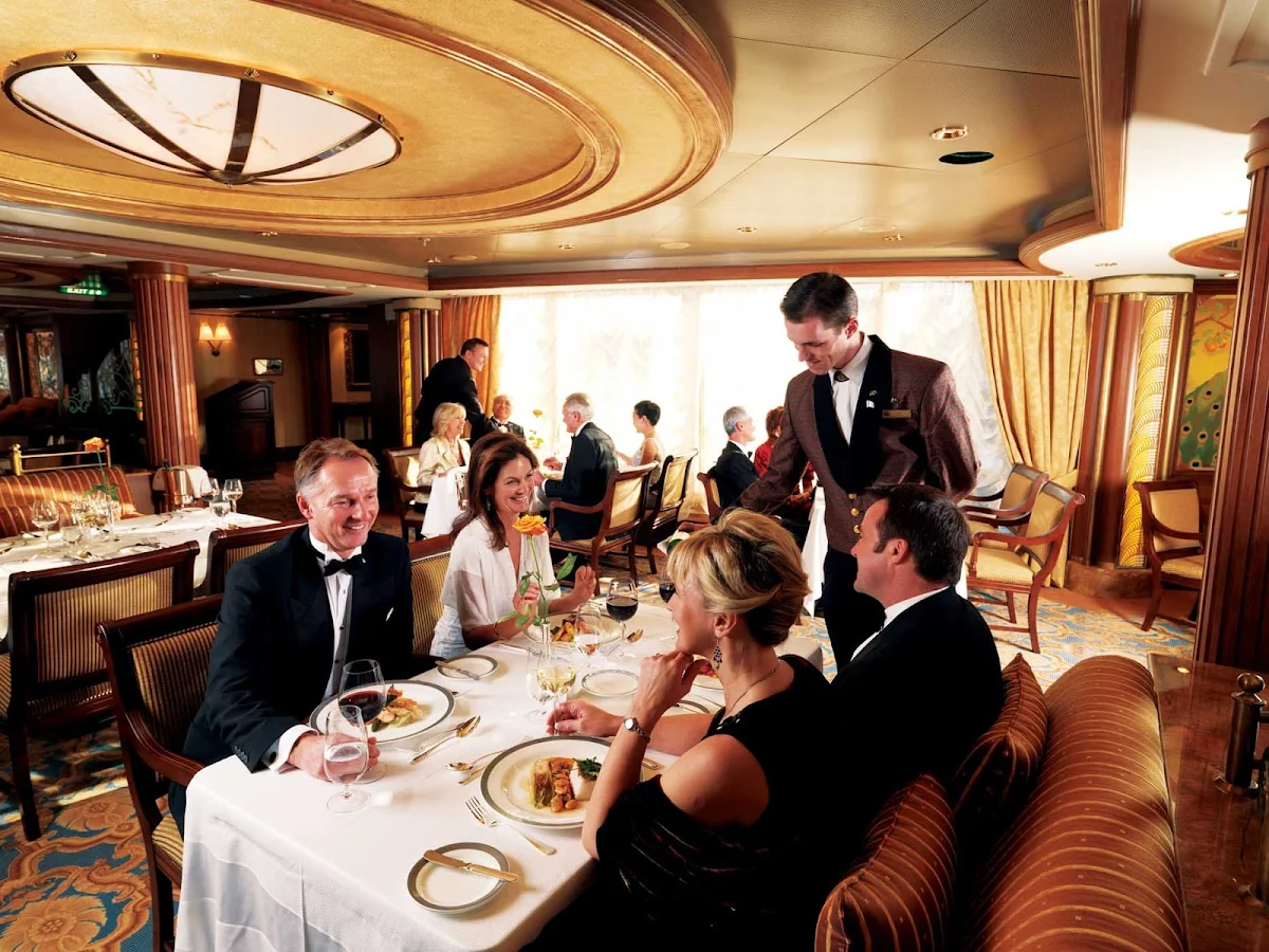 Cunard-Queen-Victoria-Queens-Grill -  Enjoy dining in Queens Grill Restaurant, the most luxurious dining venue aboard Queen Victoria. The à la carte menu is  accompanied by smart, attentive service.  