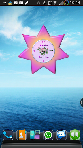 Lovely Pink Star Clock Widget