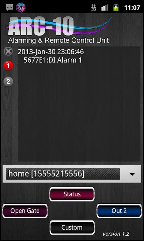 Android application ARC10 Control Unit screenshort